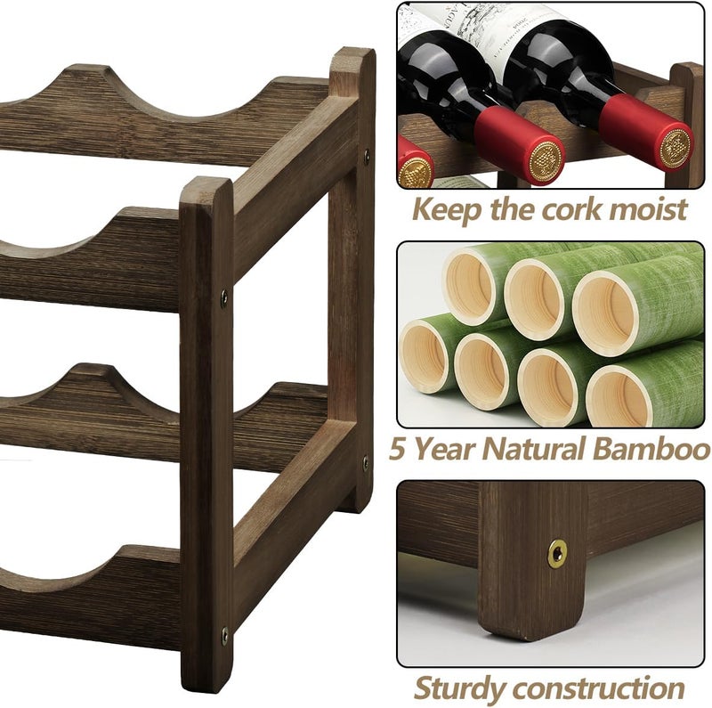 Homevany Wine Rack 8 Bottle 2-Tier Eco-Friendly Bamboo Wine Storage Easy-Assembly Space-Saving for Wine Lovers,Kitchen Wine Organizer for Countertop,Pantry, Home,Room Decor,Bar - Image 3